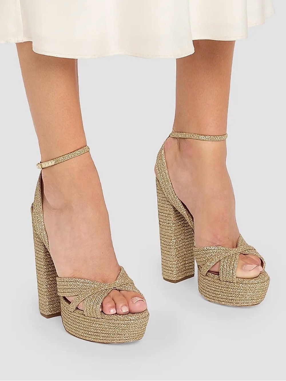 ✨ Aquazzura Sundance Gold Lurex Platform Heels Sandals Size 10.5 / 40.5 ✨